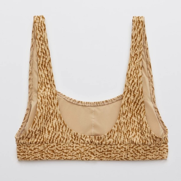 🆕 AERIE Jacquard Scrunchie Scoop Bikini Top SIZE MEDIUM - Picture 4 of 7